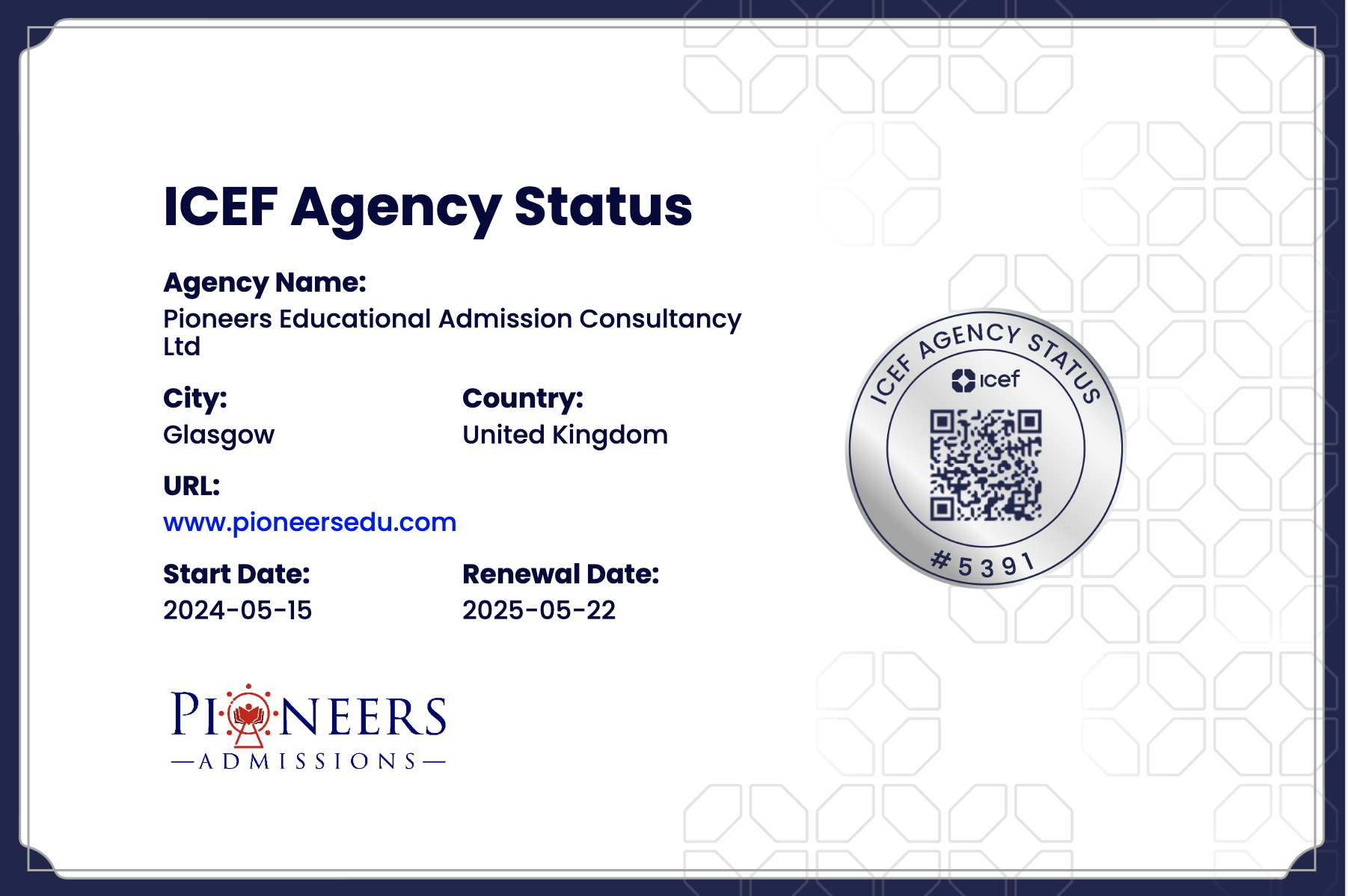 English UK Partner Agency Certificate